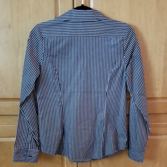 Express Grey & White Striped Button Down - SP - Picture 2 of 4